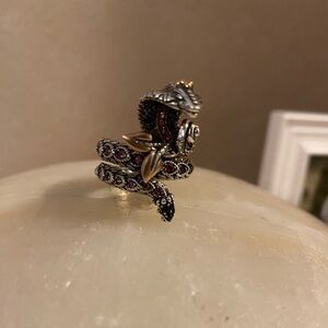 BIXBY Sterling and Gold with Garnet and Sapphires Snake Ring Sz 8
